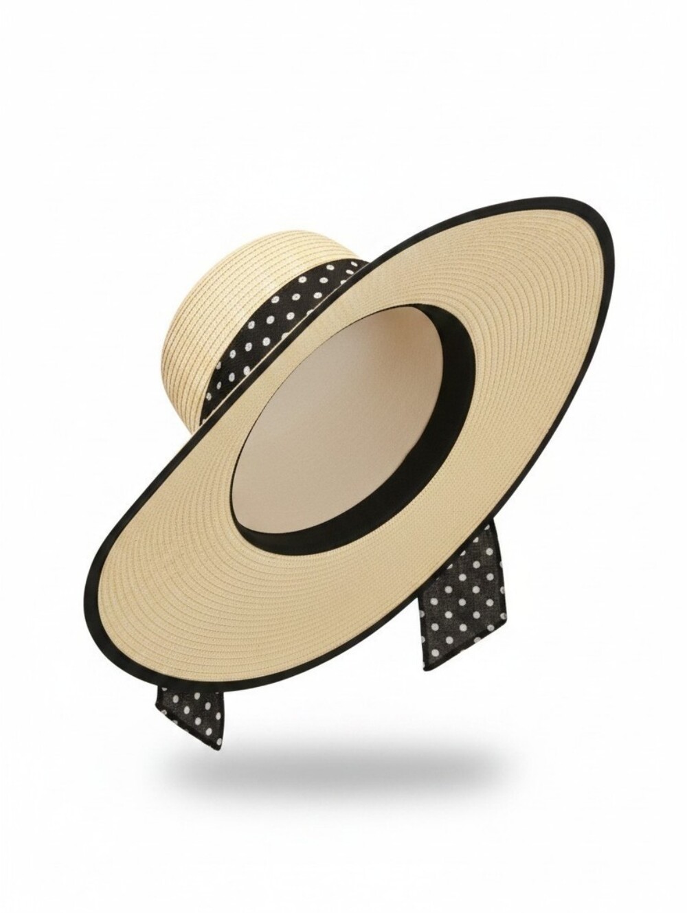 Chic Wide Brim Summer Hat with Polka Dot Band - Picture 5 of 5